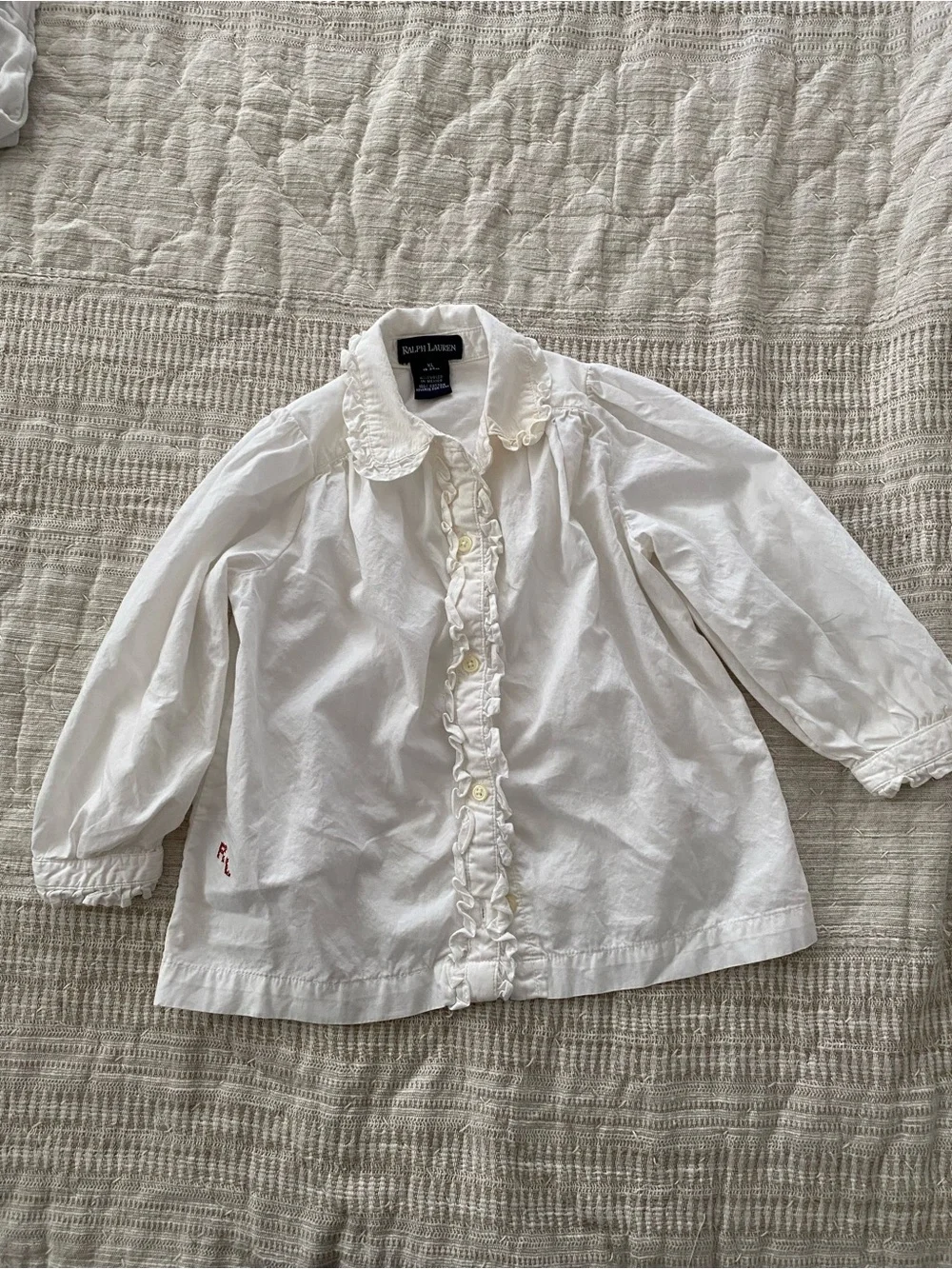 Vintage Ralph Lauren White cream Cotton Button-Up Shirt size 18 months